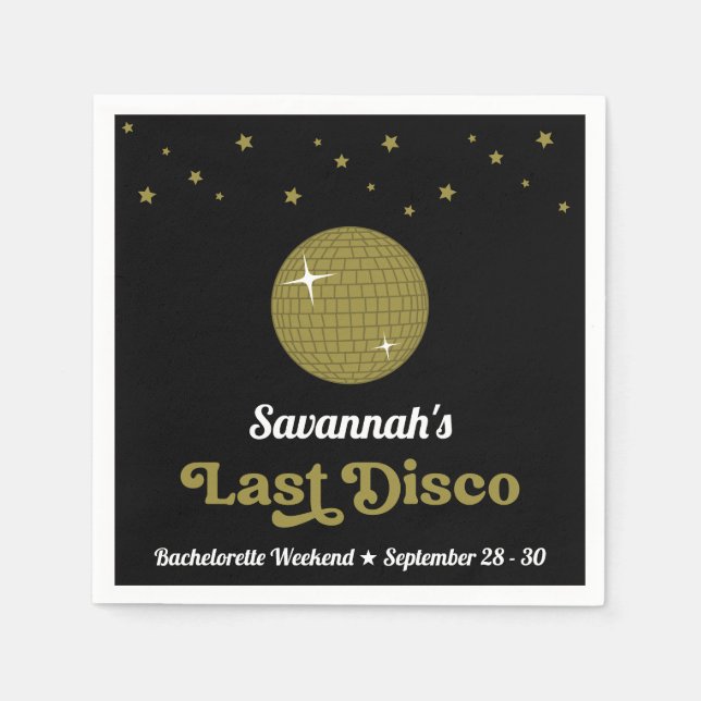Retro Disco Sista Bröllopsfesten Brudparty Pappersservett (Framsidan)