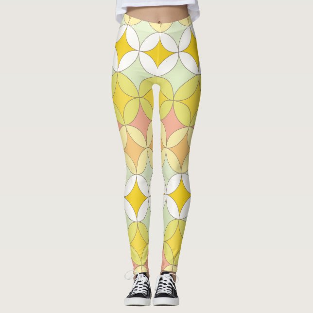 Retro Disco Stil Seamless Mönster Leggings (Framsida)