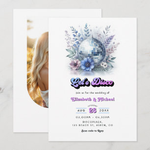 Retro Disco Trädgård Bröllop RSVP QR-kod Inbjudningar