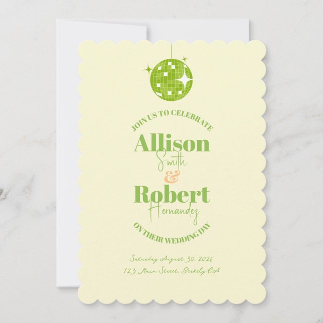 Retro Disco Wedding Invitation Inbjudningar (Framsida)