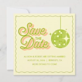 Retro Disco Wedding Save The Date Card Spara Datumet