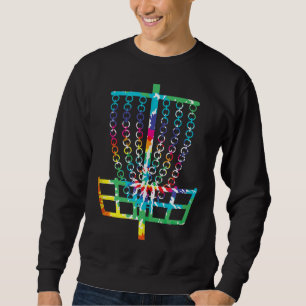 Retro Disk Golf Basket Hippie Rainbow Tie Dye Disk Lång Ärmad Tröja