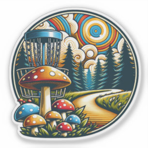 Retro Disk Golf Psychedelic Ai Art Klistermärken