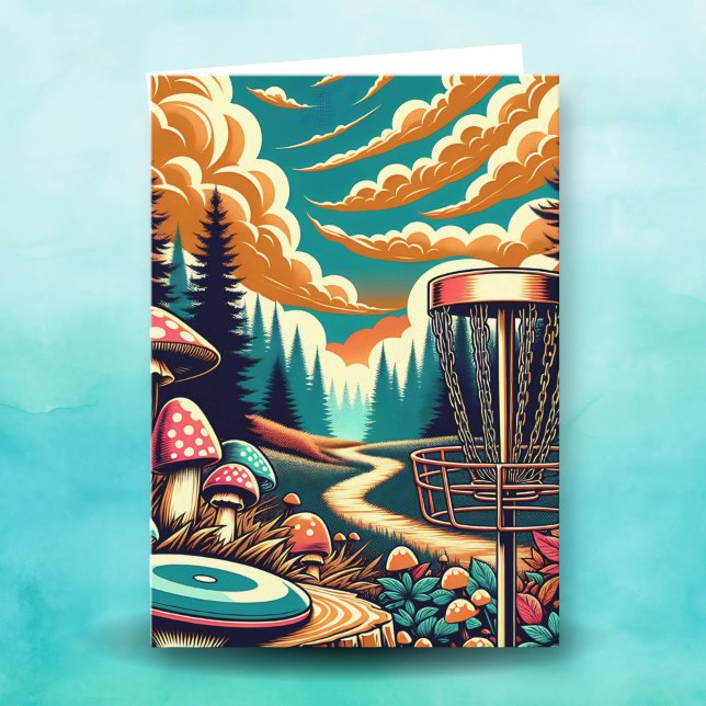 Retro Disk Golf Psychedelic Birthday Kort (Skapare uppladdad)