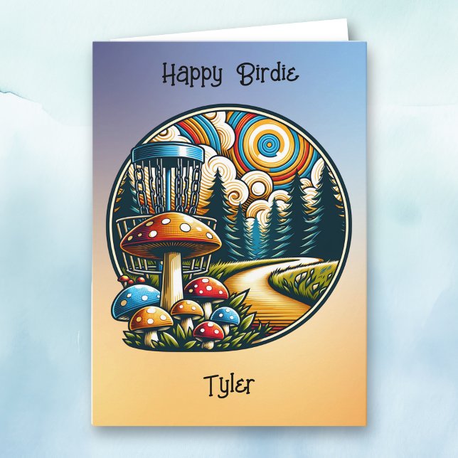 Retro Disk Golf Psychedelic Birthday Kort (Skapare uppladdad)