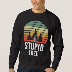 Retro Disk Golf Stupid Träd Funny Frisbee Golf Gif Lång Ärmad Tröja