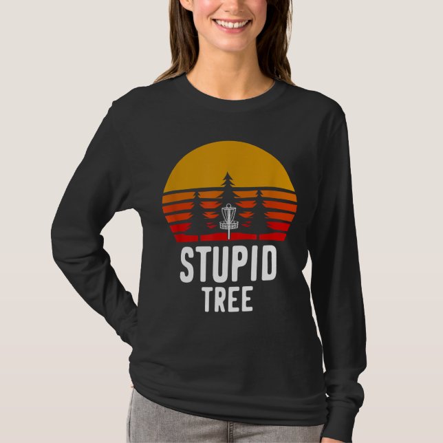 Retro Disk Golf Stupid Träd Funny Frisbee Golf Gif T Shirt (Framsida)