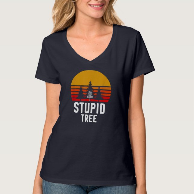 Retro Disk Golf Stupid Träd Funny Frisbee Golf Gif T Shirt (Framsida)