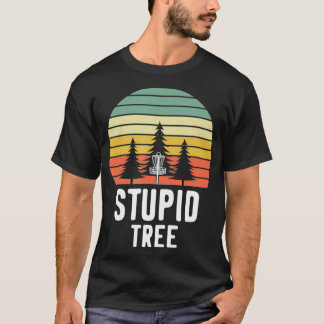 Retro Disk Golf Stupid Träd Funny Frisbee Golf Gif T Shirt