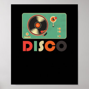 Retro Disk Jockey DJ Controller Disco Vinyl Poster