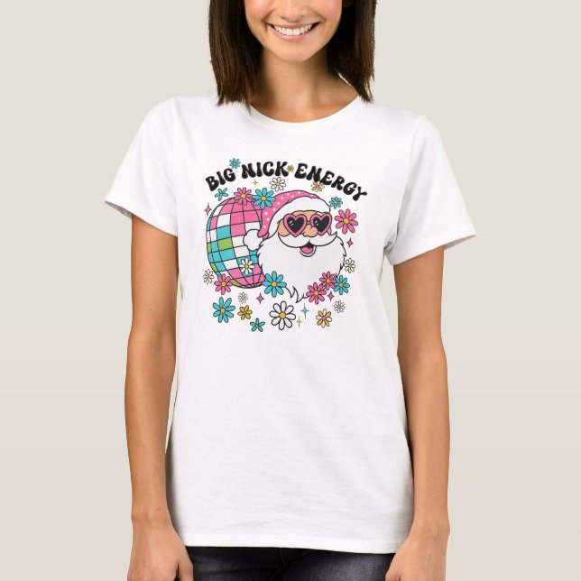 Retro diskoboll Big Nick Energi Groovy Tomte T Shirt (Framsida)