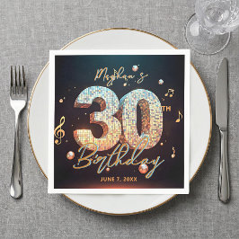 Retro Diskoboll Musik Tema 30-års Födelsedagsfest Pappersservett