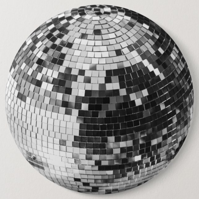 Retro diskoklot glitter silver födelsedag knapp (Framsida)