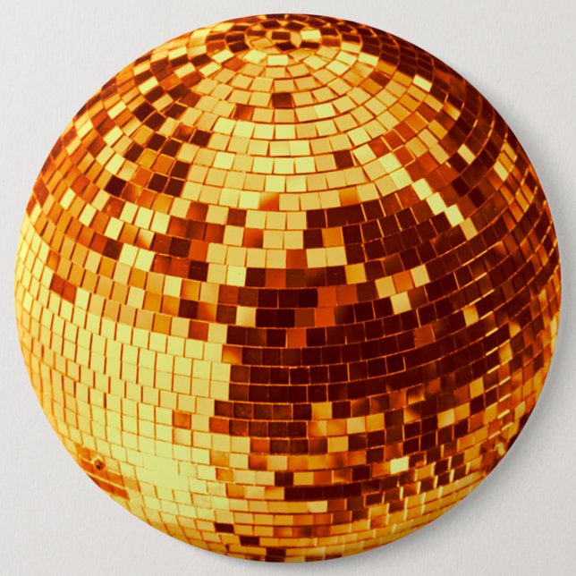 Retro diskokula glittrande glitter guld födelsedag knapp (Framsida)