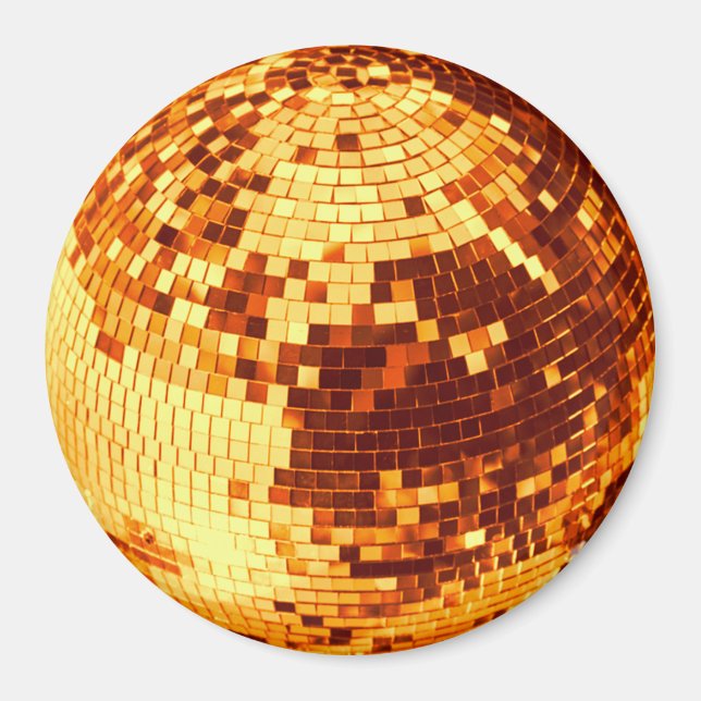 Retro diskokula glittrande glitter guld födelsedag magnet (Framsidan)