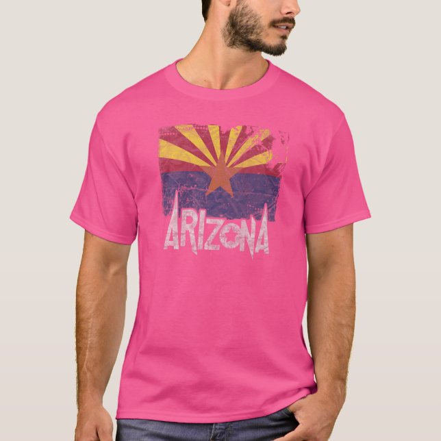 Retro Distress arizona Grand Canyon Statlig flagga T Shirt (Framsida)