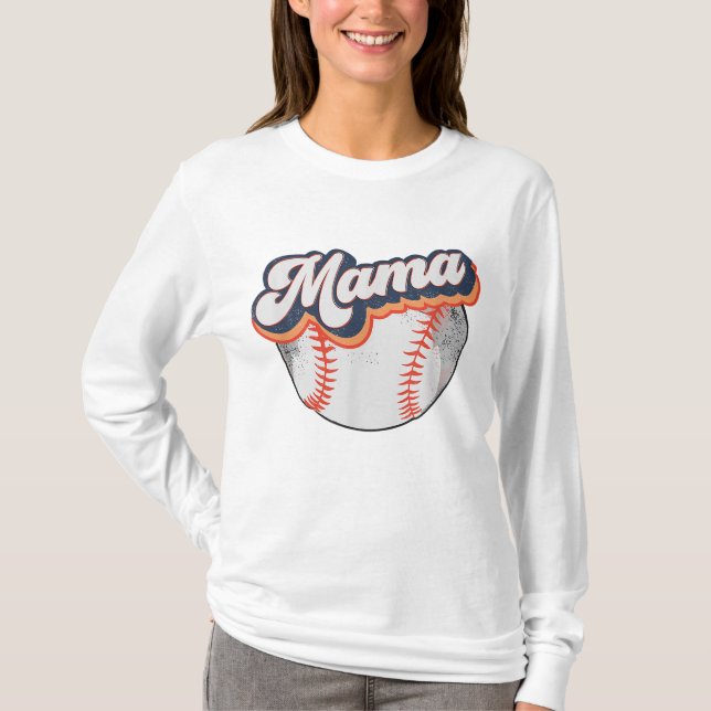 Retro Distress Baseball Mamma Mamma Life Mor T Shirt (Framsida)