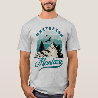 Retro Distress Blue Whitefish Montana MT T Shirt