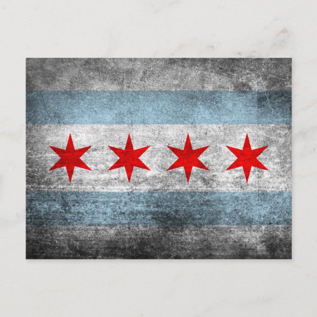Retro Distress Flagga of Chicago Vykort (Framsida)