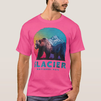 Retro Distress Glacier Bear Glacier National Par T Shirt