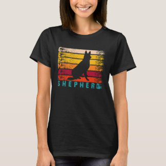 Retro Distress Silhouette Hund German Shepherd T Shirt