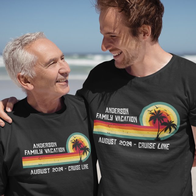 Retro Distress Sunset Cruise Family Vacation T Shirt (Skapare uppladdad)