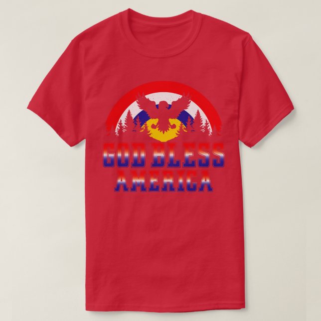 Retro Distress Välsigna dig America 4:e juli T Shirt (Design framsida)