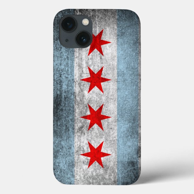 Retro Distressed Chicago Flagga (Baksida)