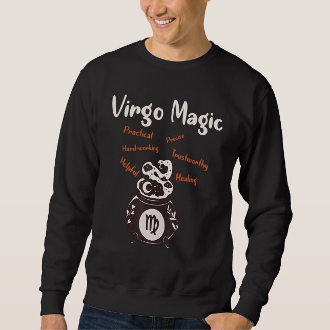 Retro Distressed Jungfrun Stjärntecken   Jungfru   Lång Ärmad Tröja (Framsida)