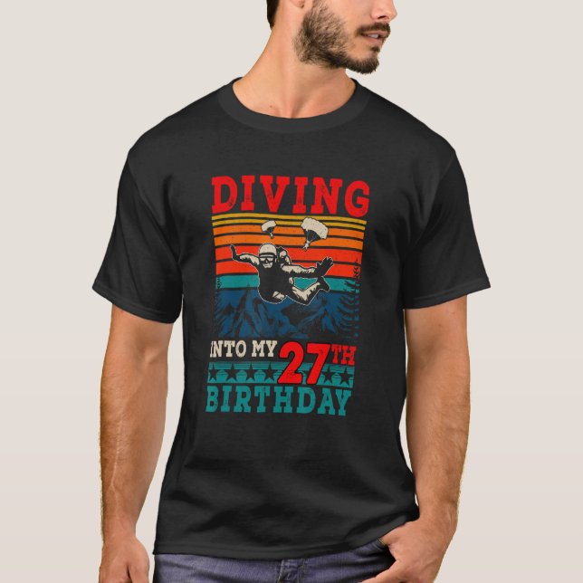 Retro Diving in i min 27:e födelsedagsSkydiving T Shirt (Framsida)