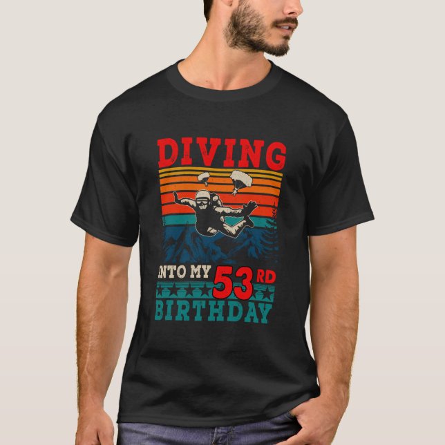 Retro Diving in i min 53:e födelsedag Skydiving Äl T Shirt (Framsida)
