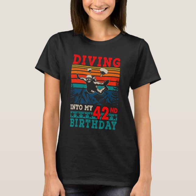 Retro Diving till min 42:a födelsedagsSkydiving T Shirt (Framsida)