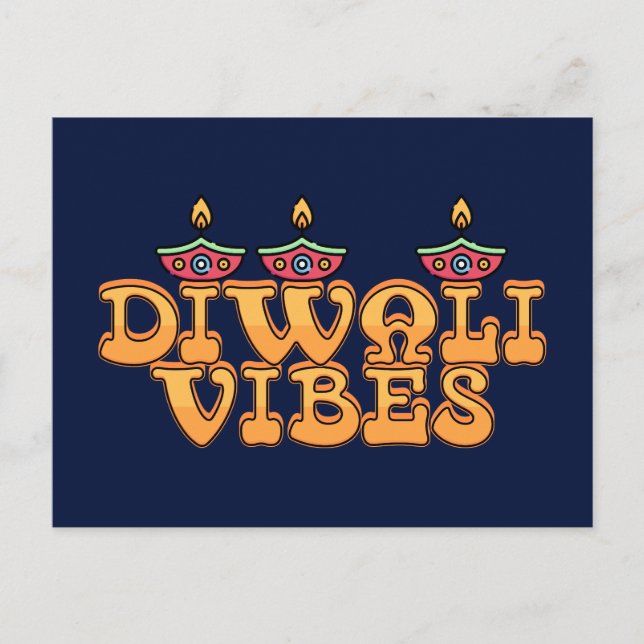 Retro Diwali Vibes Vykort (Framsida)