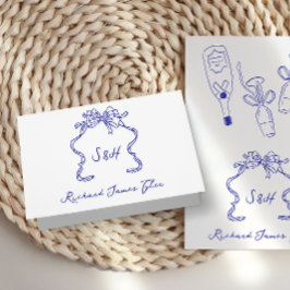 Retro DIY Folce Cobalt Blue Place-kort Bordsnummer