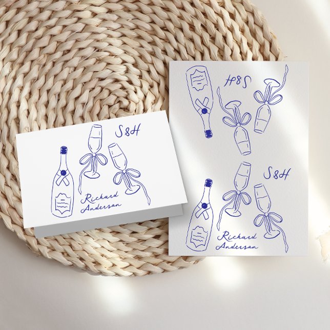 Retro DIY Folce Cobalt Blue Place-kort Bordsnummer (Skapare uppladdad)