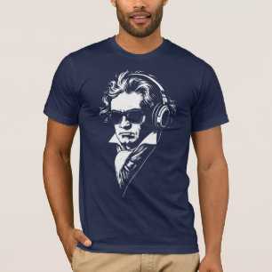 Retro DJ Beethoven ansiktsporträtt T Shirt
