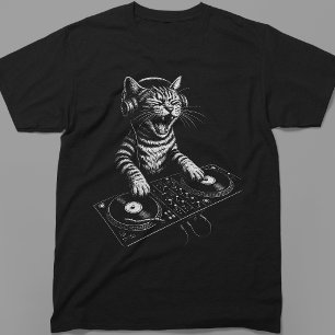 Retro DJ Katt som repas vinyl T Shirt