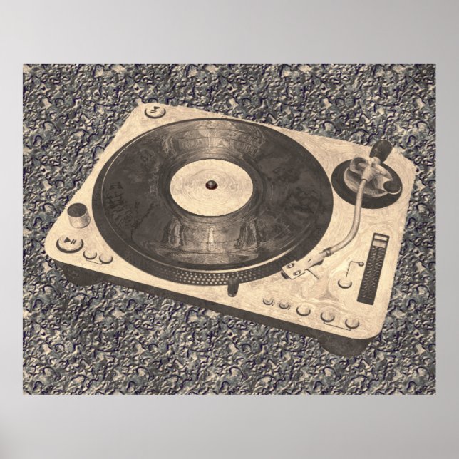 Retro DJ Turntable Grunge Poster (Framsidan)