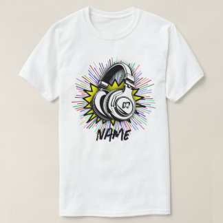 Retro DJ Vinylskiva Namn Anpassad Grafik T Shirt