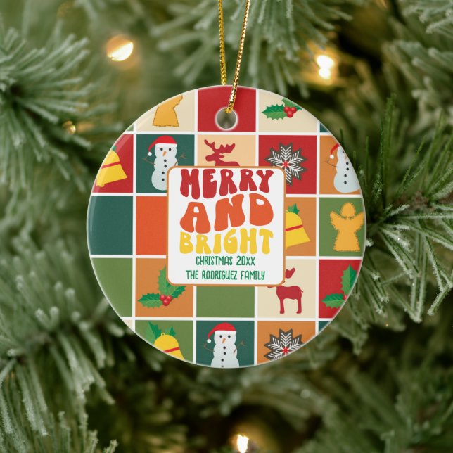 Retro Djärv Färgglad Familjenamn Jul Julgransprydnad Keramik (Träd)
