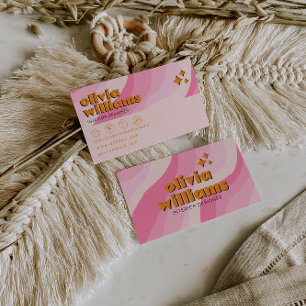 Retro Djärv Rosa Orange Groovy Girlig Unik Rolig Visitkort