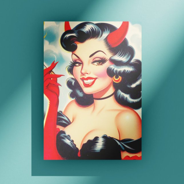 Retro Djävulsk Pin-up Vykort (Skapare uppladdad)