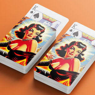 Retro Djävulsk Pinup Casinokort
