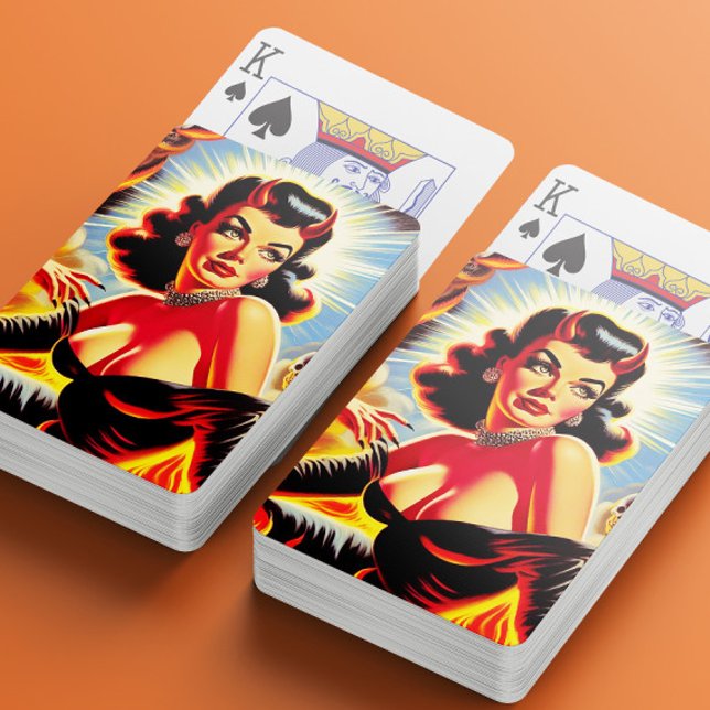 Retro Djävulsk Pinup Casinokort (Skapare uppladdad)