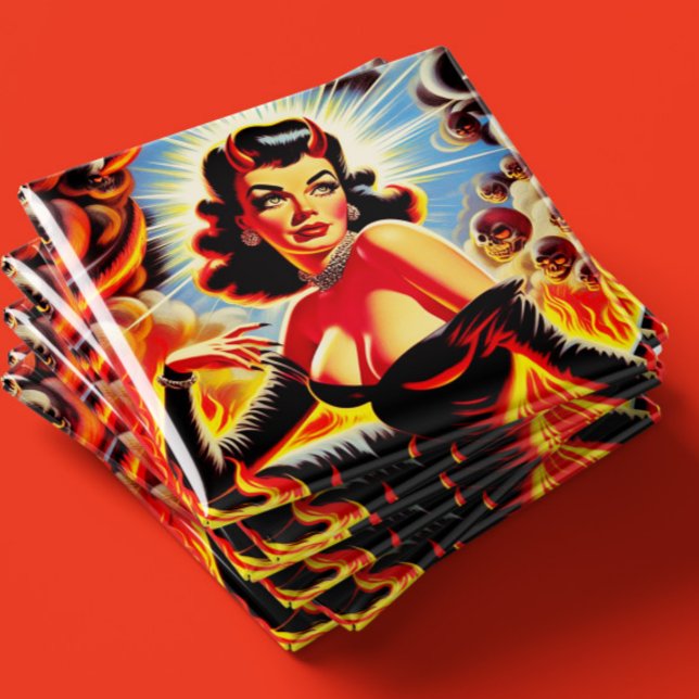 Retro Djävulsk Pinup Magnet (Skapare uppladdad)