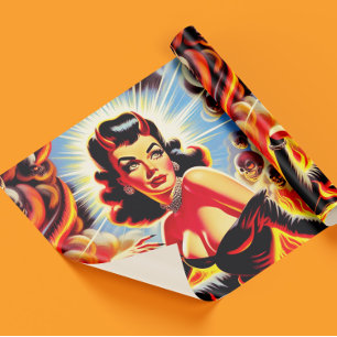 Retro Djävulsk Pinup Presentpapper