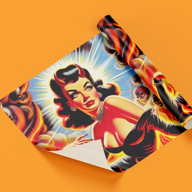 Retro Djävulsk Pinup Presentpapper (Skapare uppladdad)