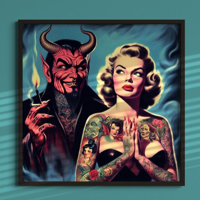 Retro Djävulstatuerad Pin-up Poster (Skapare uppladdad)