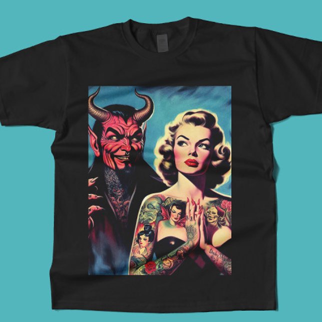 Retro Djävulstatuerad Pin-up T Shirt (Skapare uppladdad)