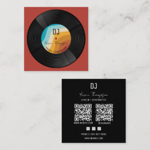 Retro Djing Modern Musik DJ Vinyl Musiker Fyrkantigt Visitkort